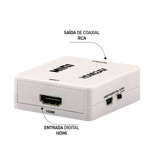 Mini Conversor HDMI para Vídeo Composto (RCA)