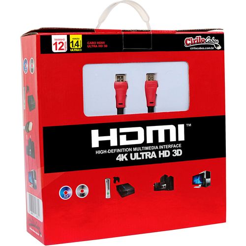 Cabo HDMI 1.4 ULTRA HD 3D 12 metros - Cirilo Cabos