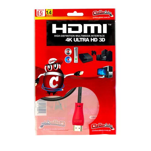 Cabo HDMI 1.4 ULTRA HD 3D 0,5 metro - Cirilo Cabos