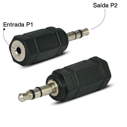 Adaptador P1 Fêmea para P2 Macho - Estéreo
