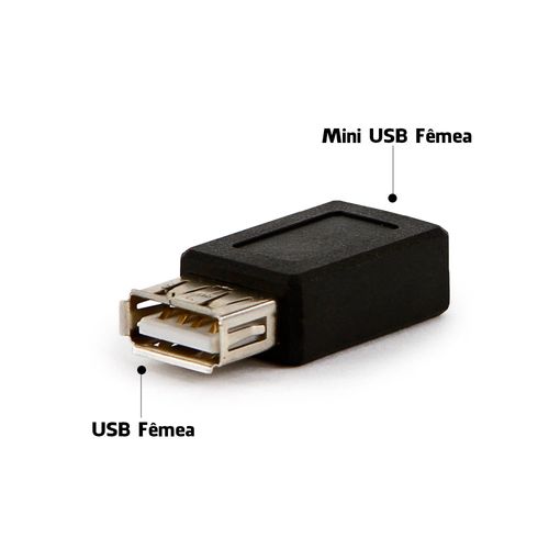 Adaptador USB Fêmea Para Mini USB 5 Pinos