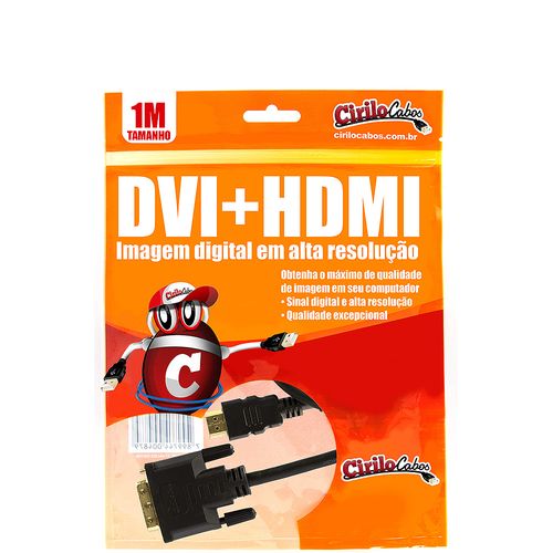 Cabo DVI para HDMI, 1 metro - Cirilo Cabos