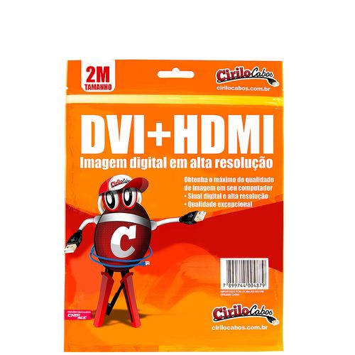 Cabo DVI para HDMI, 2 metros - Cirilo Cabos