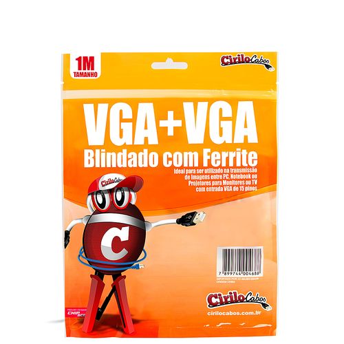 Cabo VGA Blindado com Ferrite, 1 metro - Cirilo Cabos
