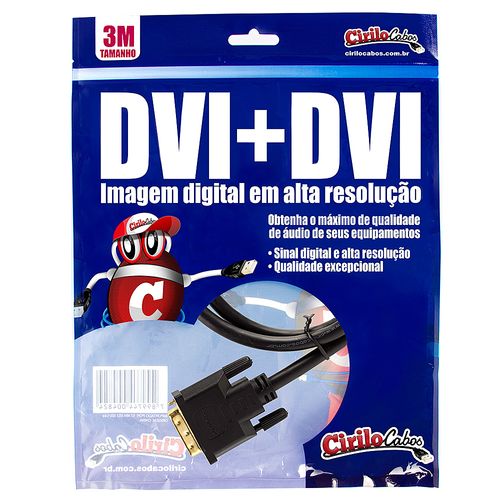 Cabo DVI para DVI, 3 Metros - Cirilo Cabos