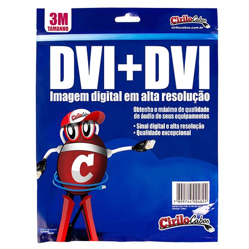 Cabo DVI para DVI, 3 Metros - Cirilo Cabos