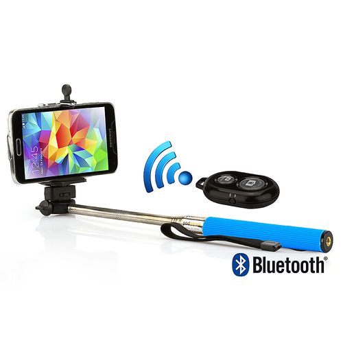 Kit Suporte para Selfie, Monopod + Controle Shutter Bluetooth, Azul
