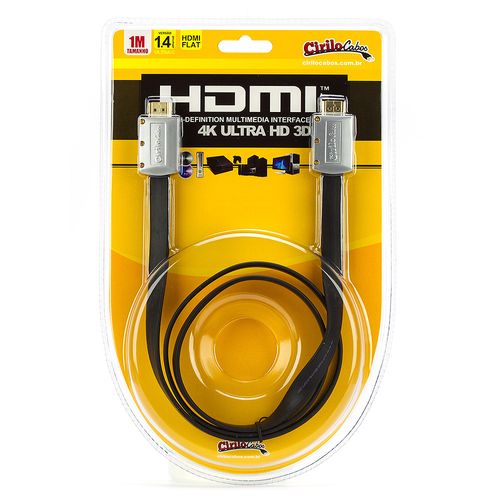 Cabo HDMI FLAT Desmontável 1.4 Ultra HD 3D, 1 metro - Cirilo Cabos