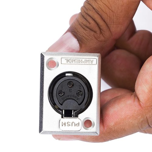 Conector XLR Fêmea Painel, AC3FPZ, Metal, Amphenol