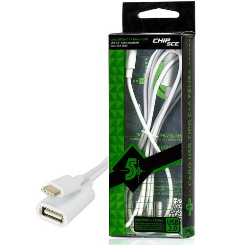 Cabo Adaptador USB 2.0 Tipo C + USB A Fêmea - ChipSce 1,5 metro