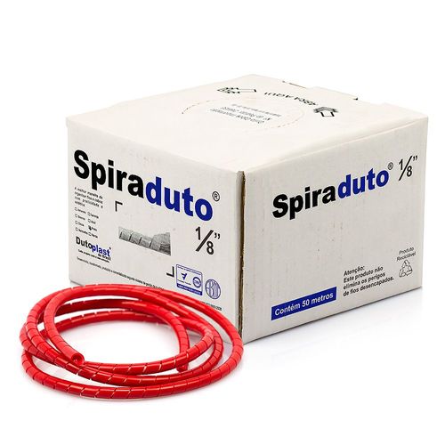 Organizador de Fios e Cabos Espiral 1/8 Vermelho