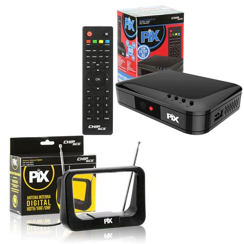 Kit Conversor TV Digital HDTV com Antena Interna Digital