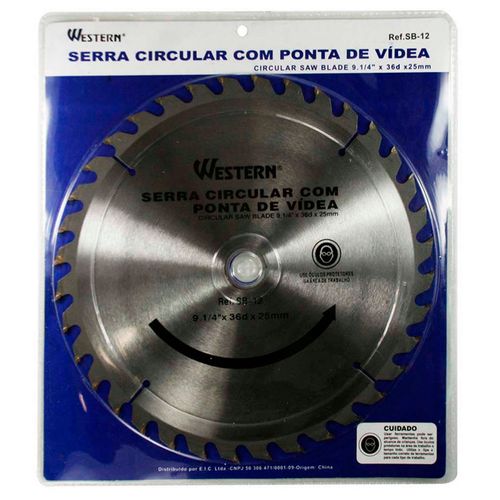 Disco de Serra Circular Ponta de Vídea 9.1/4? 36 dentes para Madeira - Western