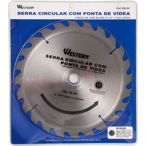 Disco de Serra Circular com Ponta de Vídea 9.1/4? para Madeira - Western