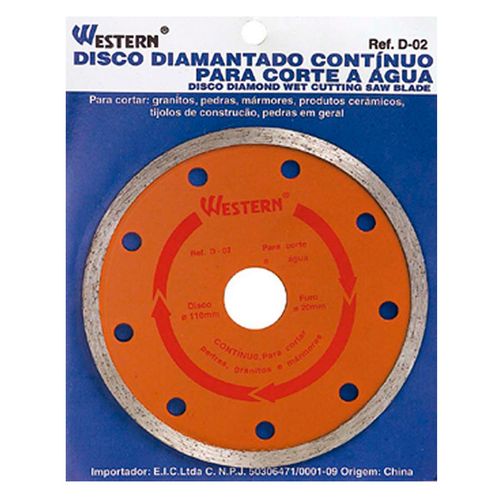 Disco Diamantado Contínuo, Corte Água - Western