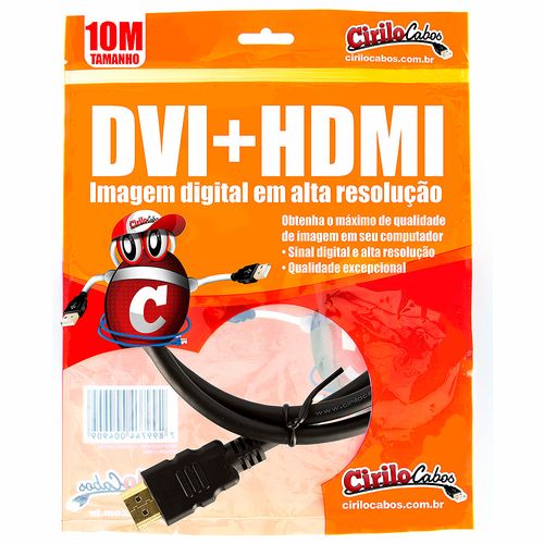 Cabo DVI para HDMI, 10 metros - Cirilo Cabos