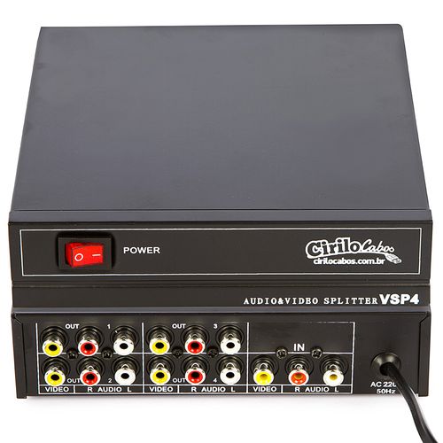 Distribuidor Vídeo Splitter RCA 1 para 4 - Cirilo Cabos