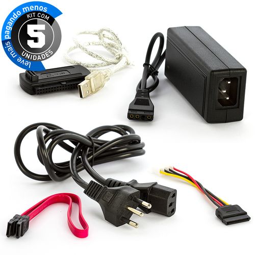 Kit com 5 Adaptador Ide Sata 3 em 1