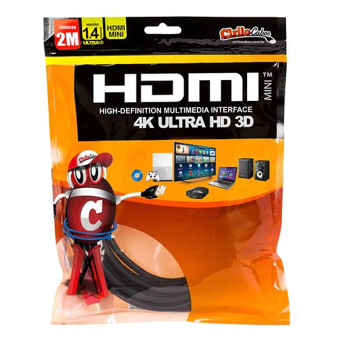Cabo MINI HDMI para HDMI 1.4 Ultra HD 3D, 2 metros - Cirilo Cabos