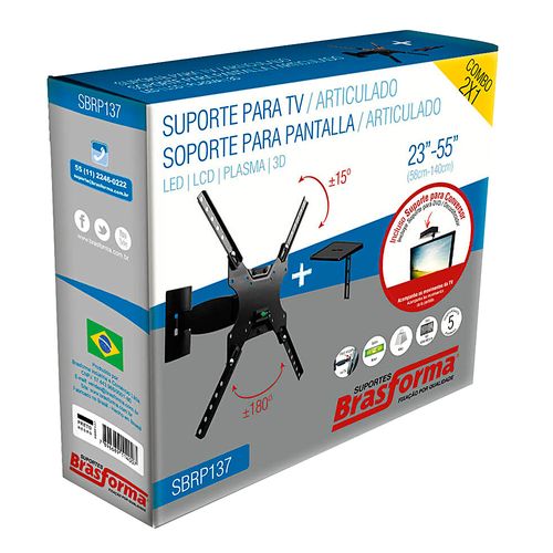 Suporte Articulado Smart TV de LED 3D, LCD  23" a 55" - SBRP137