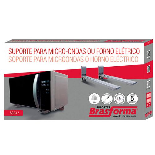 Suporte para Microondas e Forno de parede - Prata - SBR3,7 - Brasforma