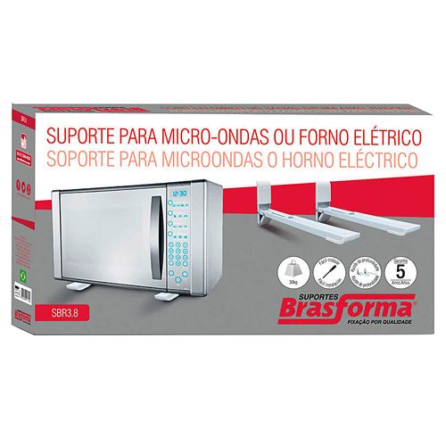 Suporte para Microondas e Forno de parede - Branco - SBR3,8 - Brasforma