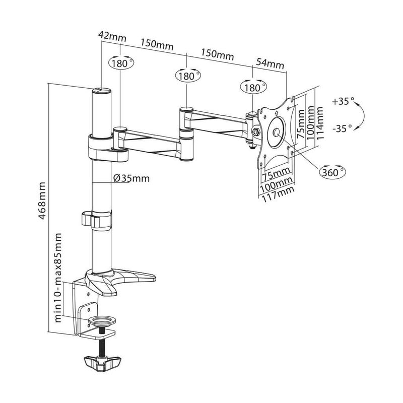 Suporte para 2 monitores de 13a 27 vesa 75×75 até 100×100