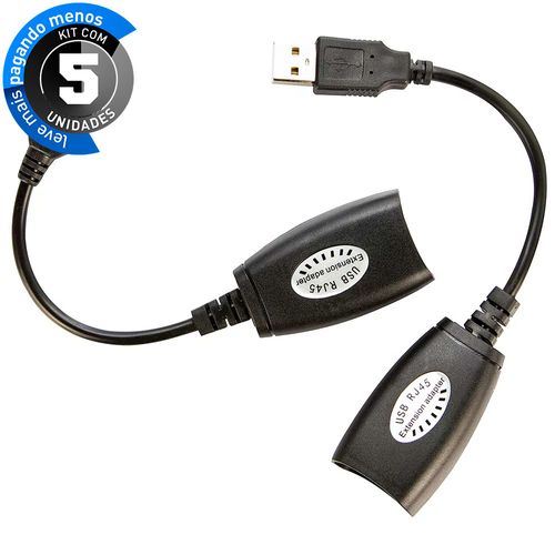 Kit 5 Extensão Usb Via Cabo de Rede Lan 45m - Cirilo Cabos