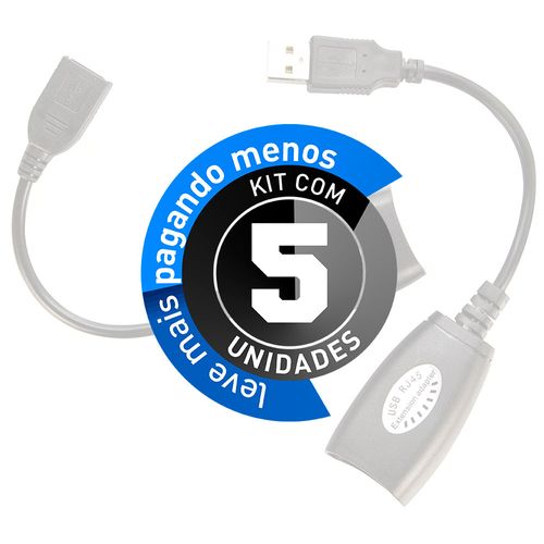 Kit 5 Extensão Usb Via Cabo de Rede Lan 45m - Cirilo Cabos