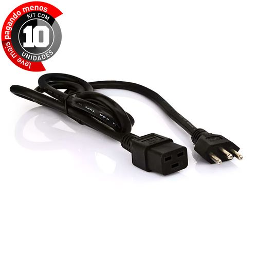 Kit com 10 Cabos de Força IEC C19 14 AWG 5 metros