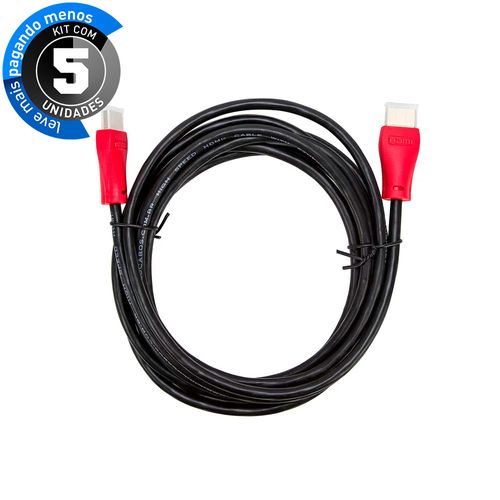 Kit com 5 Cabos HDMI 2.0 Premium Ultra HD 4K, Cirilo Cabos - 2m