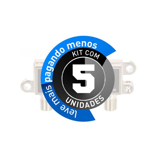 Kit com 5 Divisores de Sinal de Antena 1x4 Blindado para UHF, VHF, CATV e Satélite
