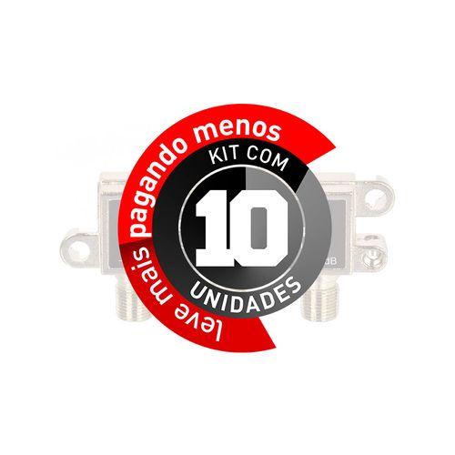 Kit com 10 Divisores de Sinal de Antena 1x4 Blindado para UHF, VHF, CATV e Satélite