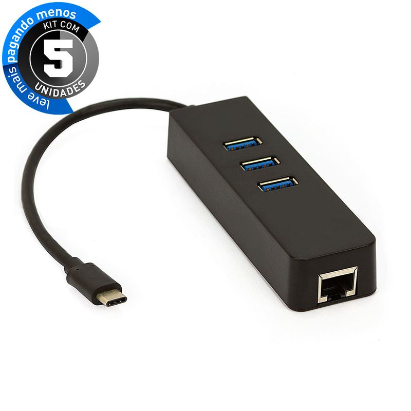 Hub-Adaptador-de-portas-USB-com-entrada-USB-C-e-Rede-cirilo-cabos-0120022-kit-com-5-1