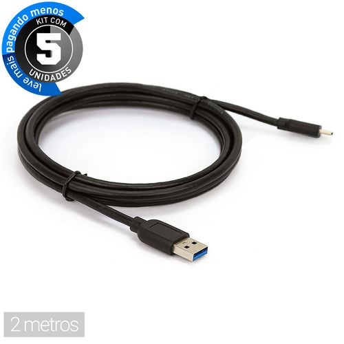 Kit com 5 Cabos Adaptador USB-C - 2 metros