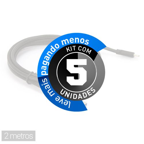Kit com 5 Cabos Adaptador USB-C - 2 metros