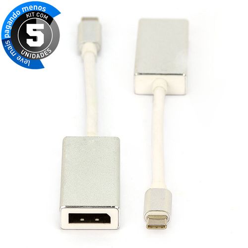 Kit com 5 Cabos Adaptador USB-C para Displayport