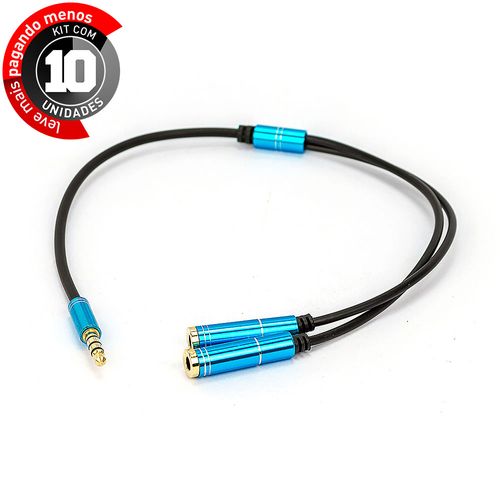 Kit 10 Cabos Adaptador de Fone de Ouvido P2 Macho para P2 Fêmea