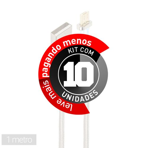 Kit com 10 Cabos Magnético Carregador e Dados para Android - 1 metro