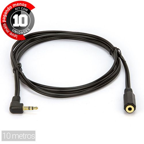 Kit com 10 Cabos Extensor de P2 Macho/Fêmea 90 graus 10 metros