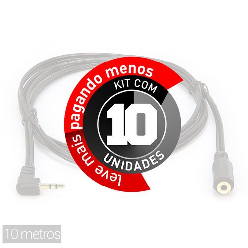 Kit com 10 Cabos Extensor de P2 Macho/Fêmea 90 graus 10 metros