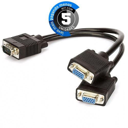 kit com 5 Cabos Y RGB para Monitor VGA