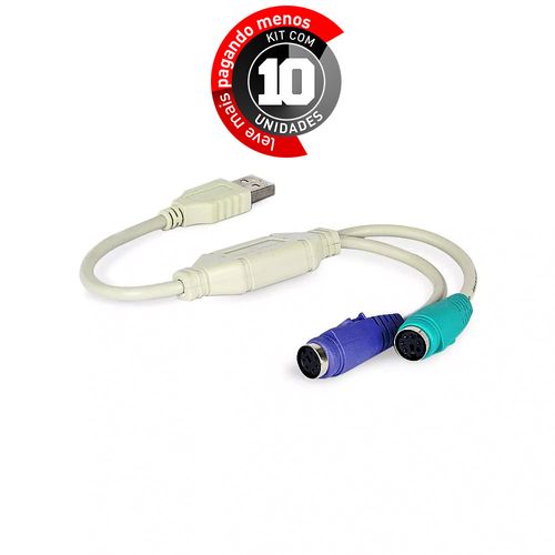 Kit com 10 Adaptadores USB para PS2
