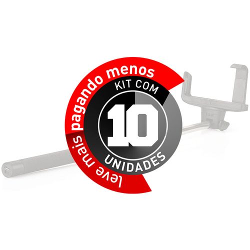 Kit com 10 Suporte para Selfie, Monopod Wireless, iPhone, Galaxy - Z07-5, Preto