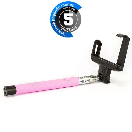Kit com 5 Suporte para Selfie, Monopod Wireless, iPhone, Galaxy - Z07-5, Rosa