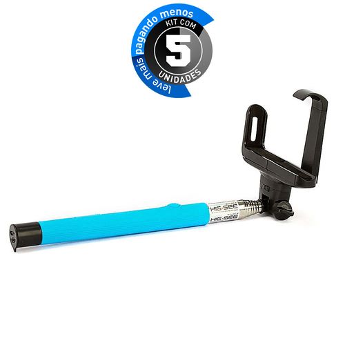 Kit com 5 Suporte Para Selfie, Monopod Wireless, Iphone, Galaxy - Z07-5, Azul