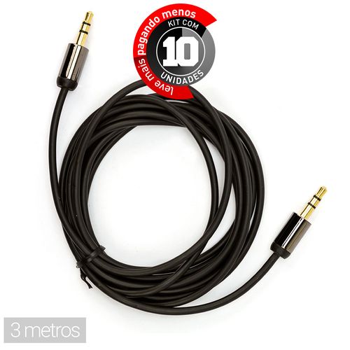 Kit com 10 Cabos P2-P2 com Capa Metálica Cirilo Cabos 3 metros