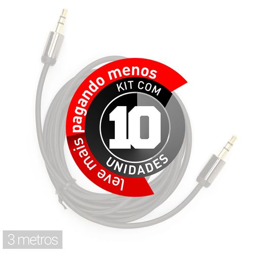 Kit com 10 Cabos P2-P2 com Capa Metálica Cirilo Cabos 3 metros