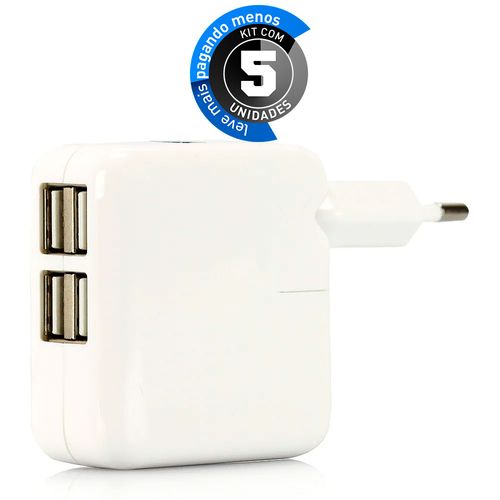Kit com 5 Carregador para iPhone, iPad e iPod com 4 portas USB