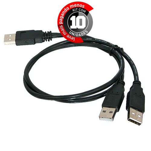 Kit com 10 Cabo USB para HD Externo - 1 USB x 2 USB